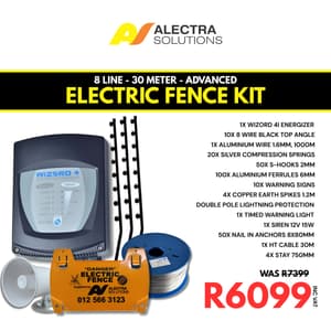 8 Line – 30 Meter Advanced Electric Fence Kit