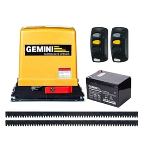 Gemini 12V 12Ah Sliding Gate Motor Kit + 4m Steel Rack